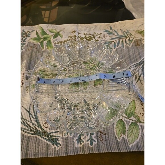 Vintage L.E. Smith Heritage Deviled Egg Relish Dish Tray Platter Glass 11" - Picture 5 of 5